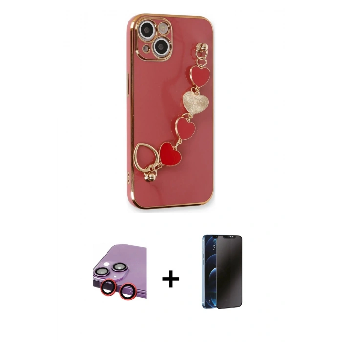 MARSİLYAN™- iPhone 14 Kılıf Nova Işık Prime - Siyah 3D Antistatik Hayalet Cam Ekran Koruyucu + Raze Metal Kamera Lens - KI