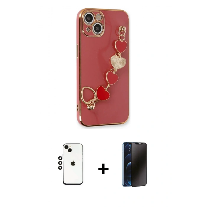 MARSİLYAN™- iPhone 14 Kılıf Nova Işık Prime - Siyah 3D Antistatik Hayalet Cam Ekran Koruyucu + Shine Kamera Lens - SH