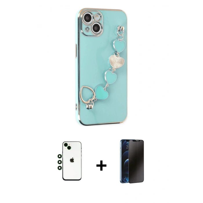 MARSİLYAN™- iPhone 14 Kılıf Nova Işık Prime - Siyah 3D Antistatik Hayalet Cam Ekran Koruyucu + Shine Kamera Lens - YL