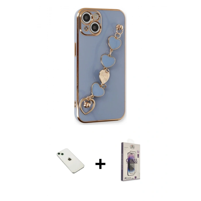 MARSİLYAN™- iPhone 14 Kılıf Nova Işık Prime - Siyah Bilvis 3D Cam Ekran Koruyucu + Diamond Kamera Lens - YL