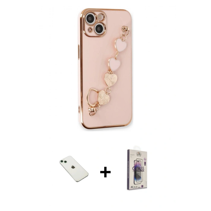 MARSİLYAN™- iPhone 14 Kılıf Nova Işık Prime - Siyah Bilvis 3D Cam Ekran Koruyucu + Diamond Kamera Lens - YL