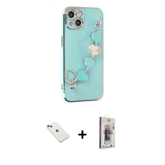 MARSİLYAN™- iPhone 14 Kılıf Nova Işık Prime - Siyah Bilvis 3D Cam Ekran Koruyucu + Diamond Kamera Lens - YL
