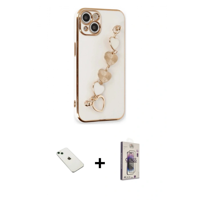 MARSİLYAN™- iPhone 14 Kılıf Nova Işık Prime - Siyah Bilvis 3D Cam Ekran Koruyucu + Diamond Kamera Lens - YL