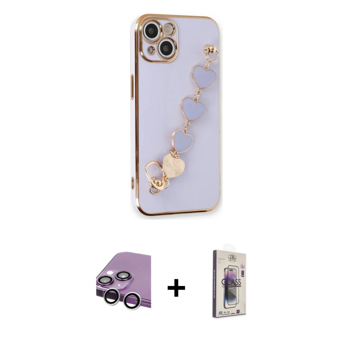 MARSİLYAN™- iPhone 14 Kılıf Nova Işık Prime - Siyah Bilvis 3D Cam Ekran Koruyucu + Raze Metal Kamera Lens - GS