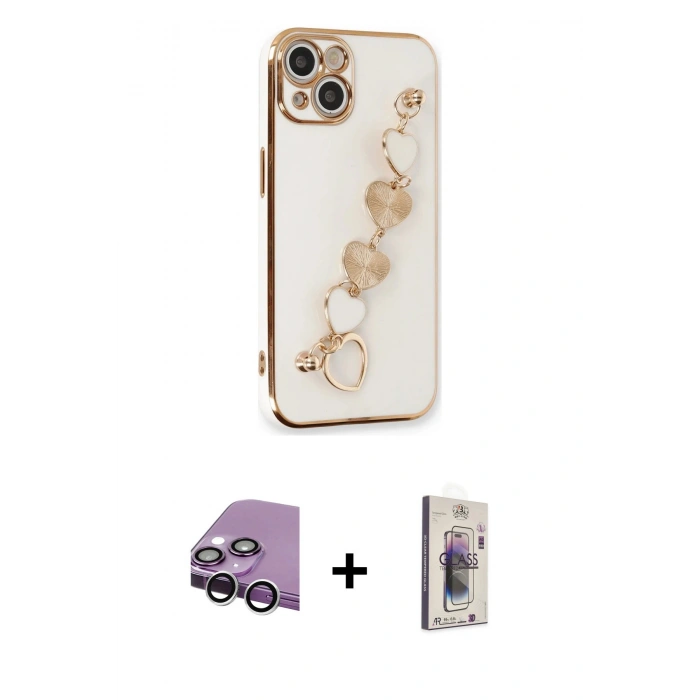 MARSİLYAN™- iPhone 14 Kılıf Nova Işık Prime - Siyah Bilvis 3D Cam Ekran Koruyucu + Raze Metal Kamera Lens - GS