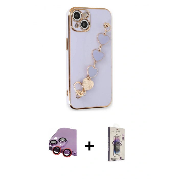 MARSİLYAN™- iPhone 14 Kılıf Nova Işık Prime - Siyah Bilvis 3D Cam Ekran Koruyucu + Raze Metal Kamera Lens - KI