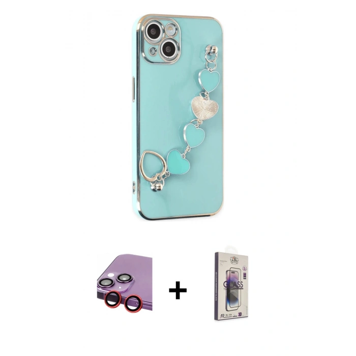 MARSİLYAN™- iPhone 14 Kılıf Nova Işık Prime - Siyah Bilvis 3D Cam Ekran Koruyucu + Raze Metal Kamera Lens - KI