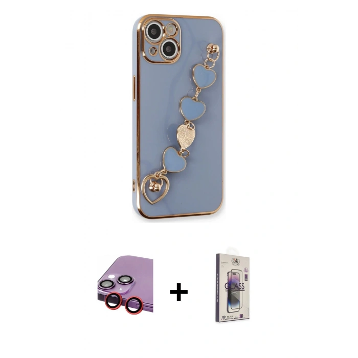 MARSİLYAN™- iPhone 14 Kılıf Nova Işık Prime - Siyah Bilvis 3D Cam Ekran Koruyucu + Raze Metal Kamera Lens - KI