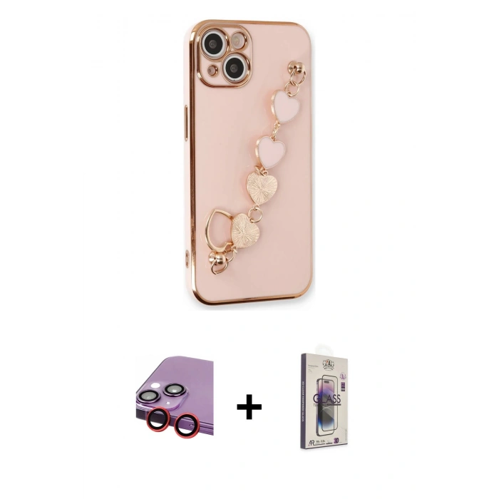 MARSİLYAN™- iPhone 14 Kılıf Nova Işık Prime - Siyah Bilvis 3D Cam Ekran Koruyucu + Raze Metal Kamera Lens - KI