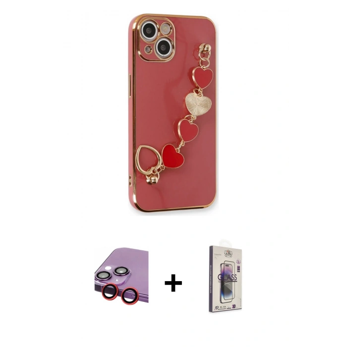 MARSİLYAN™- iPhone 14 Kılıf Nova Işık Prime - Siyah Bilvis 3D Cam Ekran Koruyucu + Raze Metal Kamera Lens - KI