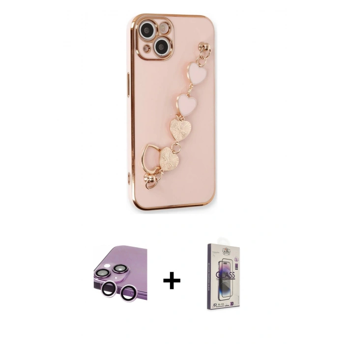 MARSİLYAN™- iPhone 14 Kılıf Nova Işık Prime - Siyah Bilvis 3D Cam Ekran Koruyucu + Raze Metal Kamera Lens - MR