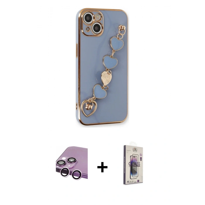 MARSİLYAN™- iPhone 14 Kılıf Nova Işık Prime - Siyah Bilvis 3D Cam Ekran Koruyucu + Raze Metal Kamera Lens - MR