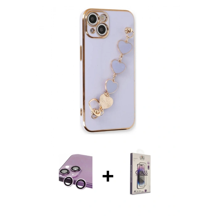 MARSİLYAN™- iPhone 14 Kılıf Nova Işık Prime - Siyah Bilvis 3D Cam Ekran Koruyucu + Raze Metal Kamera Lens - MR