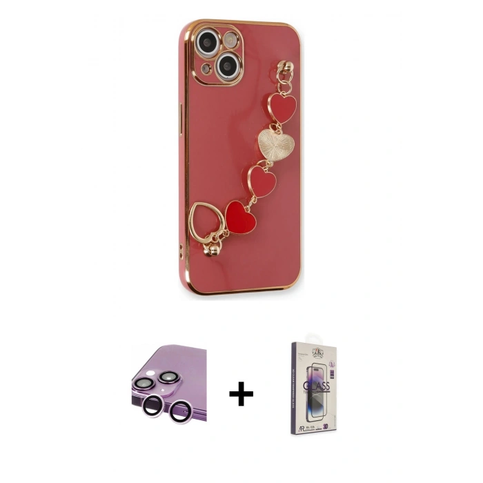 MARSİLYAN™- iPhone 14 Kılıf Nova Işık Prime - Siyah Bilvis 3D Cam Ekran Koruyucu + Raze Metal Kamera Lens - MR