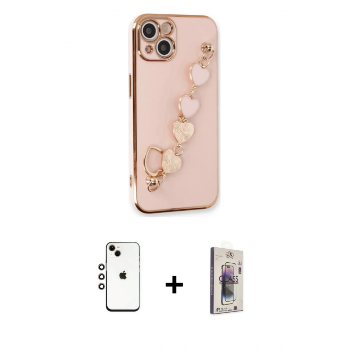 MARSİLYAN™- iPhone 14 Kılıf Nova Işık Prime - Siyah Bilvis 3D Cam Ekran Koruyucu + Shine Kamera Lens - GI
