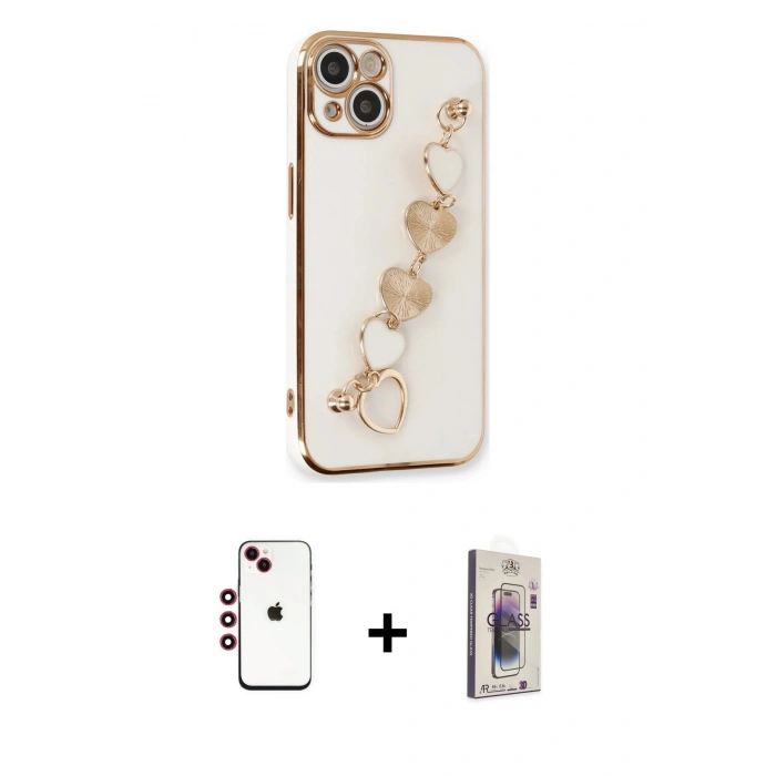 MARSİLYAN™- iPhone 14 Kılıf Nova Işık Prime - Siyah Bilvis 3D Cam Ekran Koruyucu + Shine Kamera Lens - KI