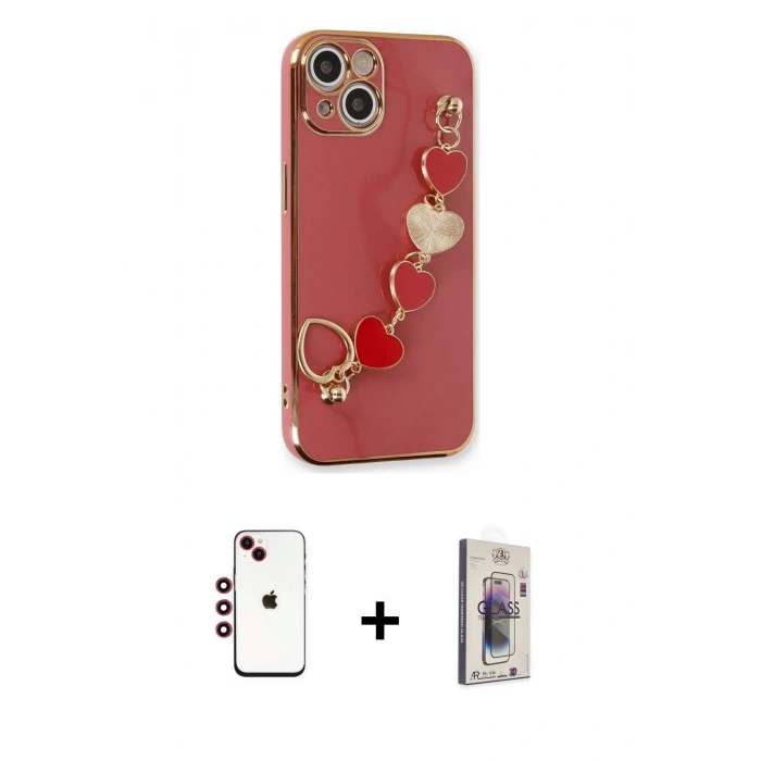 MARSİLYAN™- iPhone 14 Kılıf Nova Işık Prime - Siyah Bilvis 3D Cam Ekran Koruyucu + Shine Kamera Lens - KI