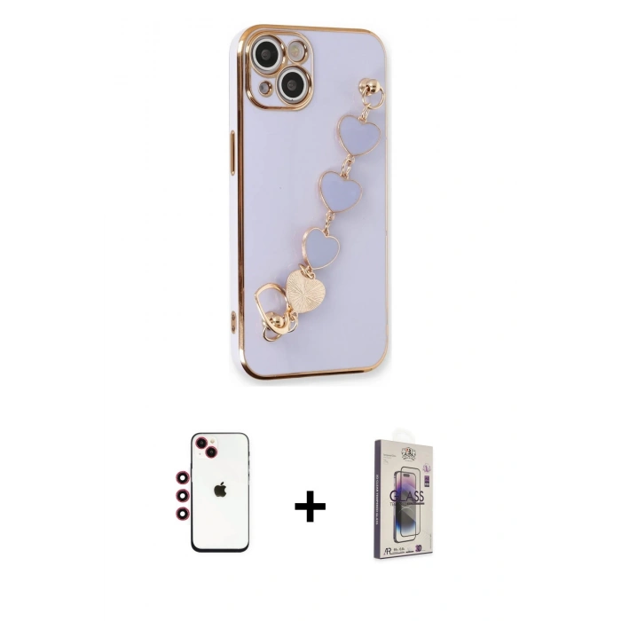 MARSİLYAN™- iPhone 14 Kılıf Nova Işık Prime - Siyah Bilvis 3D Cam Ekran Koruyucu + Shine Kamera Lens - KI
