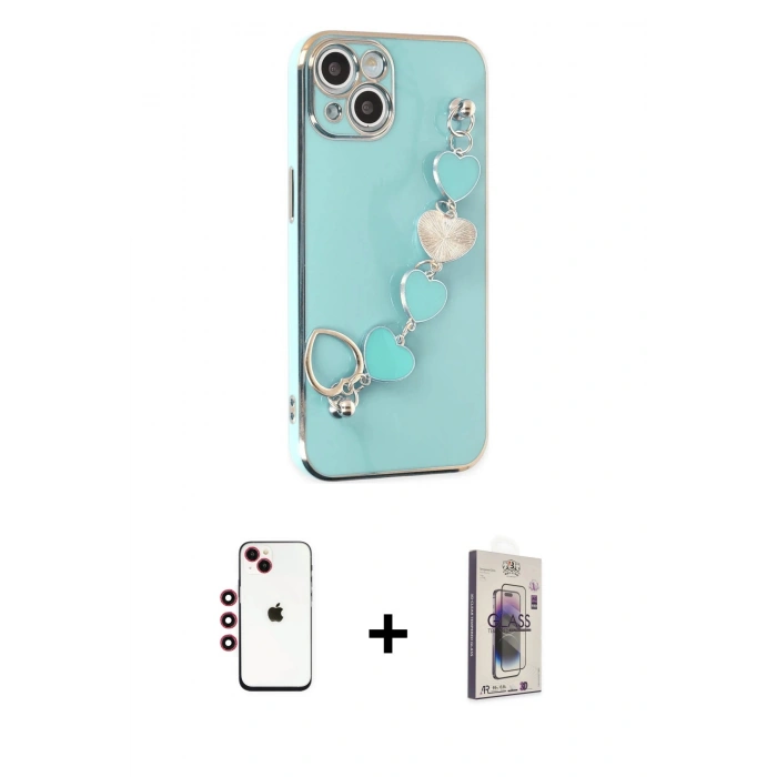 MARSİLYAN™- iPhone 14 Kılıf Nova Işık Prime - Siyah Bilvis 3D Cam Ekran Koruyucu + Shine Kamera Lens - KI
