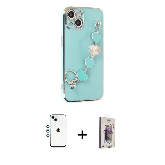 MARSİLYAN™- iPhone 14 Kılıf Nova Işık Prime - Siyah Bilvis 3D Cam Ekran Koruyucu + Shine Kamera Lens - MI