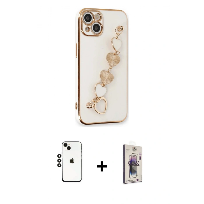 MARSİLYAN™- iPhone 14 Kılıf Nova Işık Prime - Siyah Bilvis 3D Cam Ekran Koruyucu + Shine Kamera Lens - SH