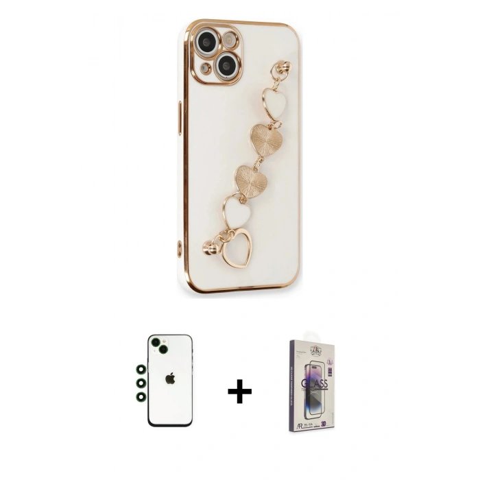 MARSİLYAN™- iPhone 14 Kılıf Nova Işık Prime - Siyah Bilvis 3D Cam Ekran Koruyucu + Shine Kamera Lens - YL