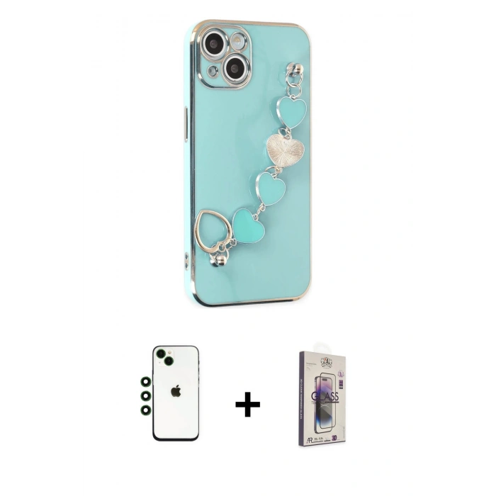 MARSİLYAN™- iPhone 14 Kılıf Nova Işık Prime - Siyah Bilvis 3D Cam Ekran Koruyucu + Shine Kamera Lens - YL