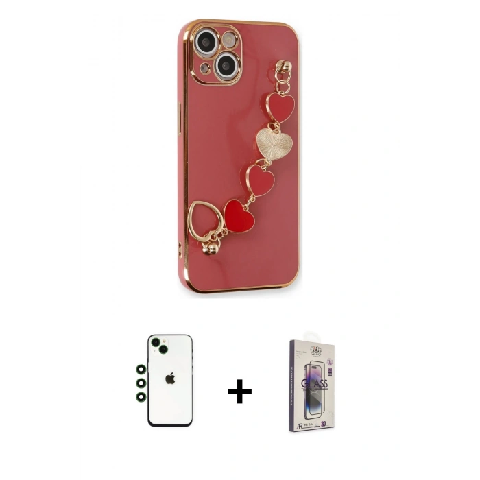 MARSİLYAN™- iPhone 14 Kılıf Nova Işık Prime - Siyah Bilvis 3D Cam Ekran Koruyucu + Shine Kamera Lens - YL