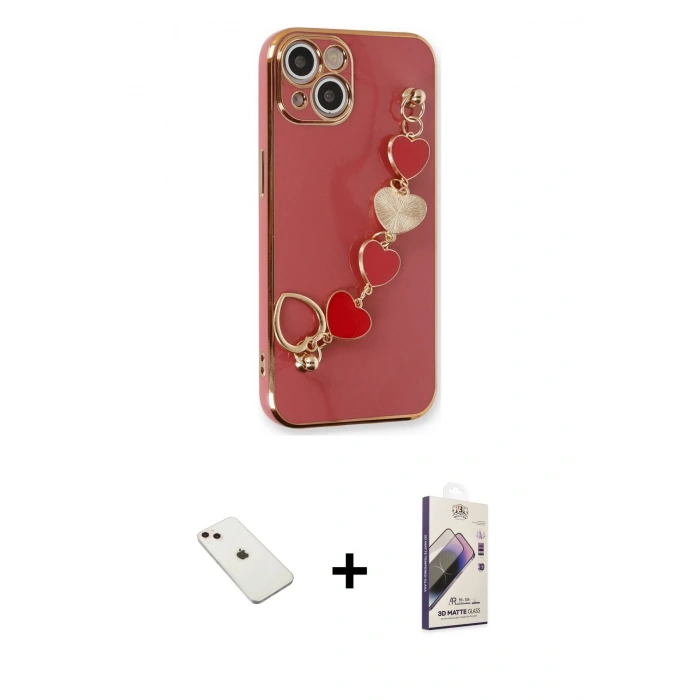 MARSİLYAN™- iPhone 14 Kılıf Nova Işık Prime - Siyah Bilvis 3D Mat Cam Ekran Koruyucu + Diamond Kamera Lens - PE