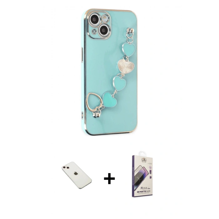 MARSİLYAN™- iPhone 14 Kılıf Nova Işık Prime - Siyah Bilvis 3D Mat Cam Ekran Koruyucu + Diamond Kamera Lens - PE