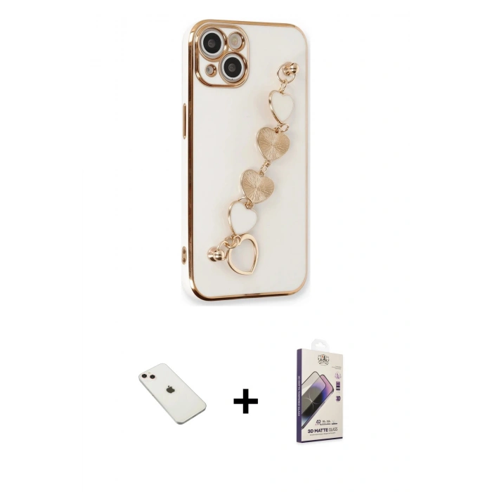 MARSİLYAN™- iPhone 14 Kılıf Nova Işık Prime - Siyah Bilvis 3D Mat Cam Ekran Koruyucu + Diamond Kamera Lens - PE
