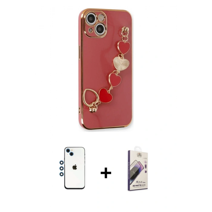 MARSİLYAN™- iPhone 14 Kılıf Nova Işık Prime - Siyah Bilvis 3D Mat Cam Ekran Koruyucu + Shine Kamera Lens - MI