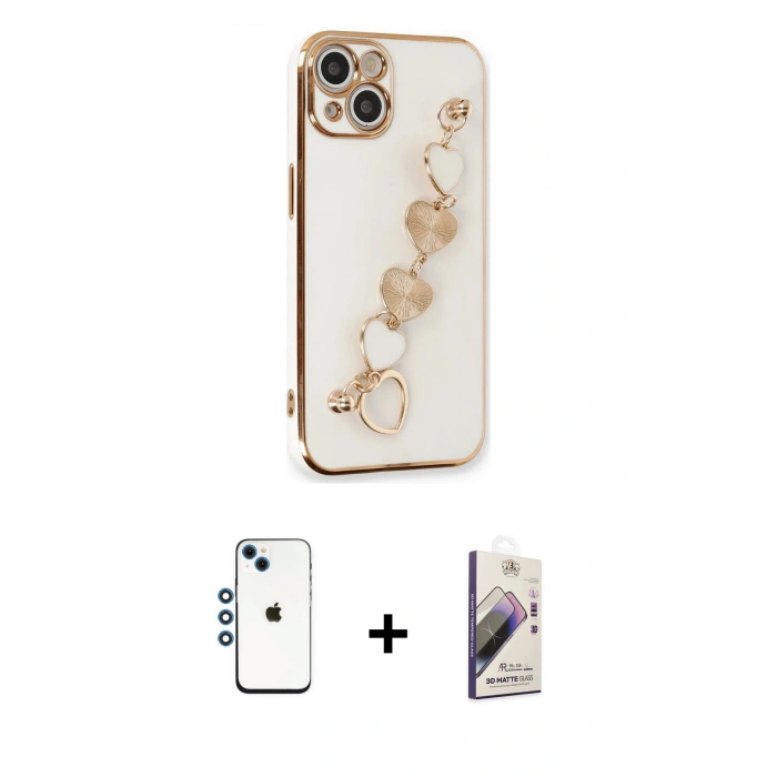 MARSİLYAN™- iPhone 14 Kılıf Nova Işık Prime - Siyah Bilvis 3D Mat Cam Ekran Koruyucu + Shine Kamera Lens - MI