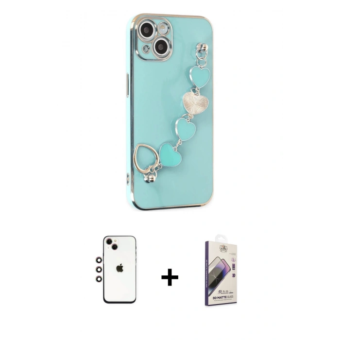 MARSİLYAN™- iPhone 14 Kılıf Nova Işık Prime - Siyah Bilvis 3D Mat Cam Ekran Koruyucu + Shine Kamera Lens - GI