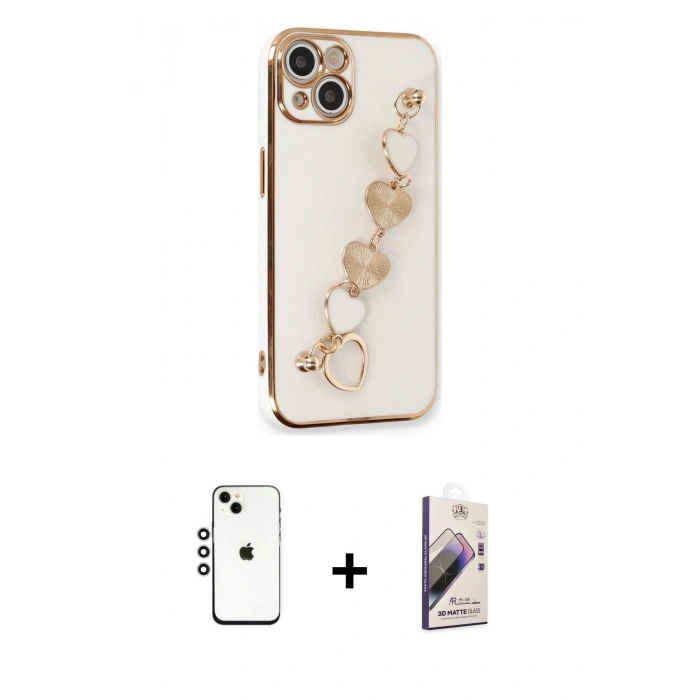 MARSİLYAN™- iPhone 14 Kılıf Nova Işık Prime - Siyah Bilvis 3D Mat Cam Ekran Koruyucu + Shine Kamera Lens - GS