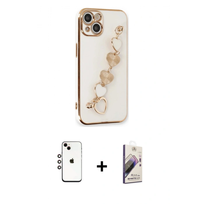MARSİLYAN™- iPhone 14 Kılıf Nova Işık Prime - Siyah Bilvis 3D Mat Cam Ekran Koruyucu + Shine Kamera Lens - GI