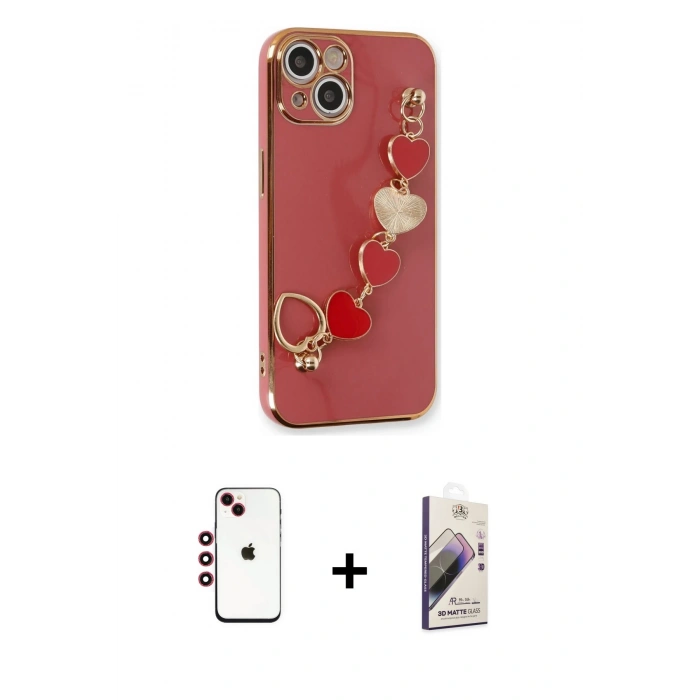 MARSİLYAN™- iPhone 14 Kılıf Nova Işık Prime - Siyah Bilvis 3D Mat Cam Ekran Koruyucu + Shine Kamera Lens - KI