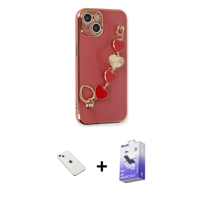 MARSİLYAN™- iPhone 14 Kılıf Nova Işık Prime - Siyah Bilvis 5in1 5D Magic Hayalet Cam Ekran Koruyucu + Sierra Blue Diamond Kamera Lens
