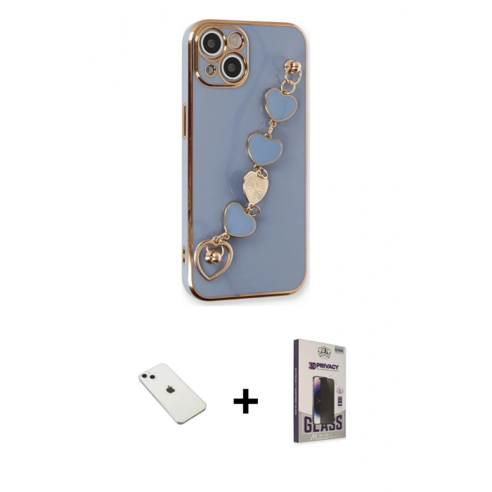 MARSİLYAN™- iPhone 14 Kılıf Nova Işık Prime - Siyah Bilvis Hayalet Cam Ekran Koruyucu + Diamond Kamera Lens - SABE