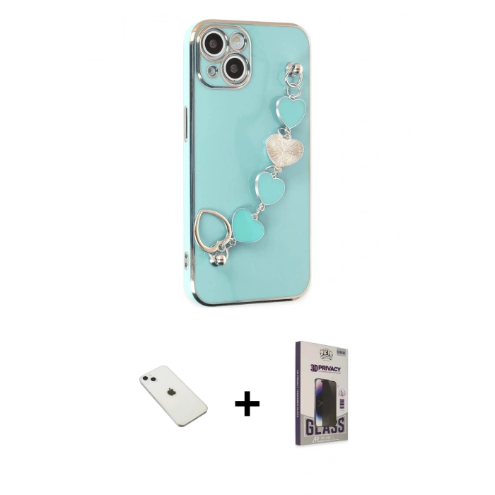MARSİLYAN™- iPhone 14 Kılıf Nova Işık Prime - Siyah Bilvis Hayalet Cam Ekran Koruyucu + Diamond Kamera Lens - SABE