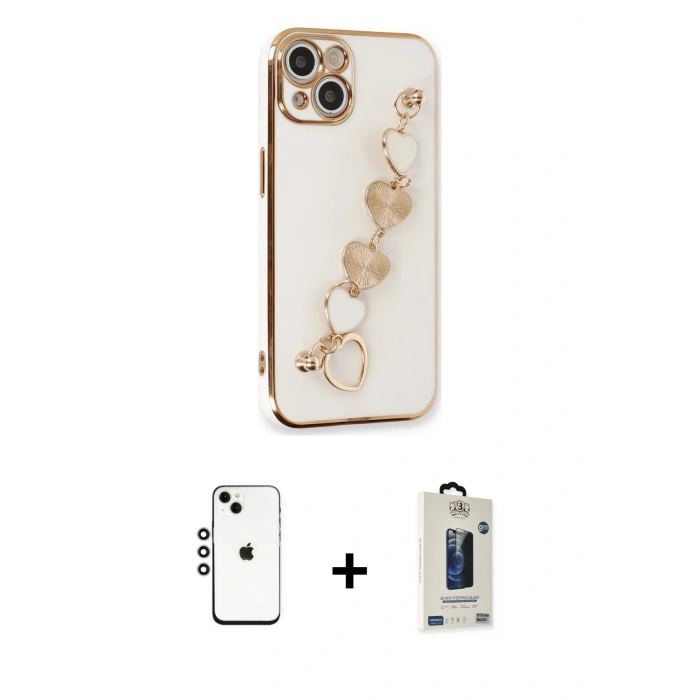 MARSİLYAN™- iPhone 14 Kılıf Nova Işık Prime - Siyah Bilvis Hayalet Cam Ekran Koruyucu + Shine Kamera Lens - GS