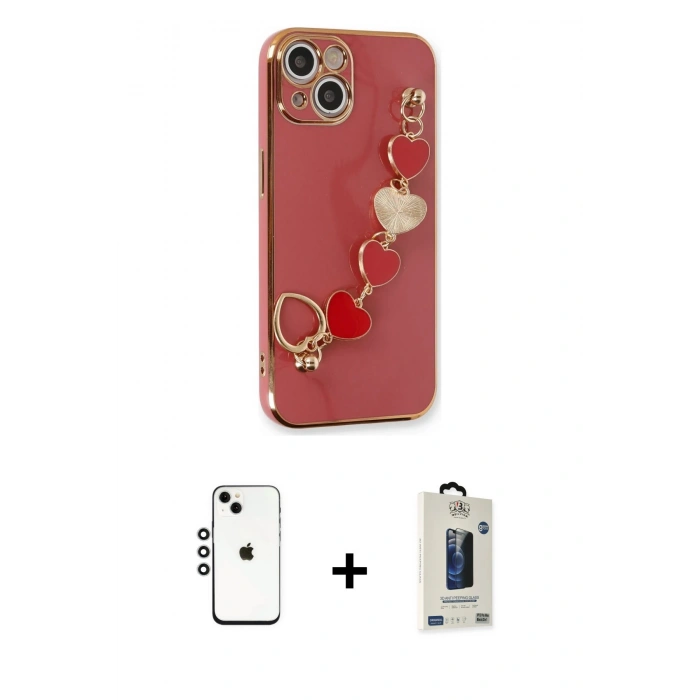 MARSİLYAN™- iPhone 14 Kılıf Nova Işık Prime - Siyah Bilvis Hayalet Cam Ekran Koruyucu + Shine Kamera Lens - GS