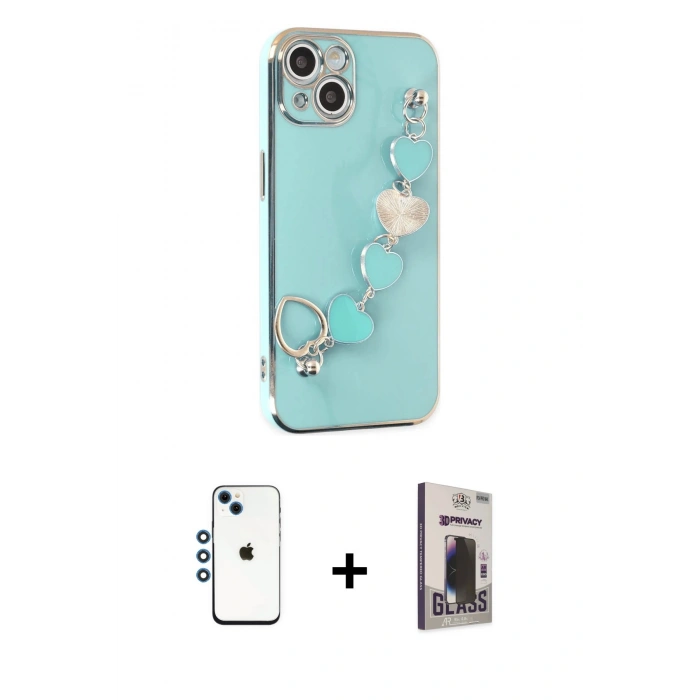 MARSİLYAN™- iPhone 14 Kılıf Nova Işık Prime - Siyah Bilvis Hayalet Cam Ekran Koruyucu + Shine Kamera Lens - MI