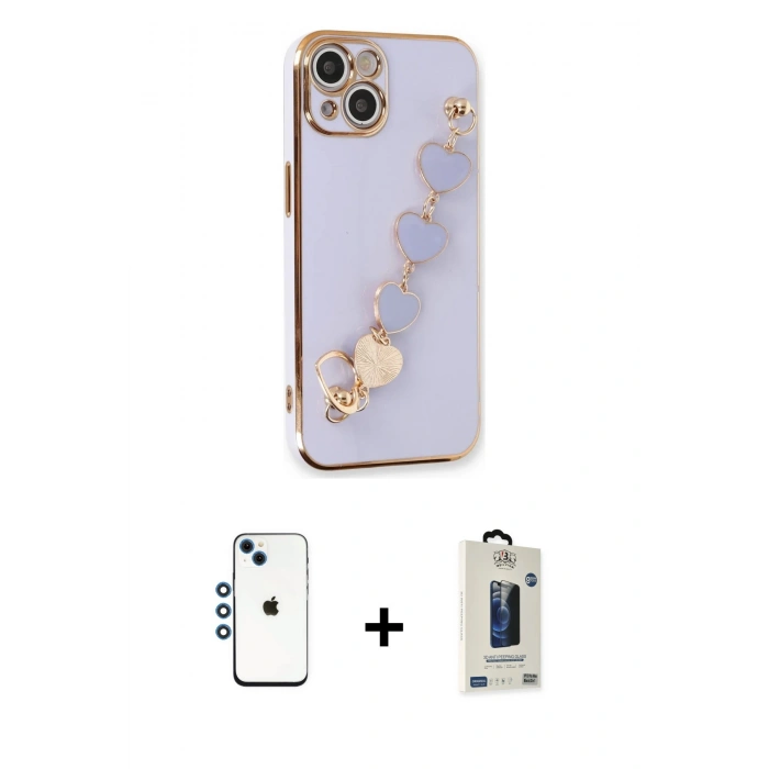 MARSİLYAN™- iPhone 14 Kılıf Nova Işık Prime - Siyah Bilvis Hayalet Cam Ekran Koruyucu + Shine Kamera Lens - MI