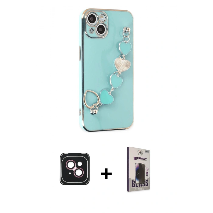 MARSİLYAN™- iPhone 14 Kılıf Nova Işık Prime - Siyah Bilvis Hayalet Cam Ekran Koruyucu + PVD Metal Kamera Lens - PE