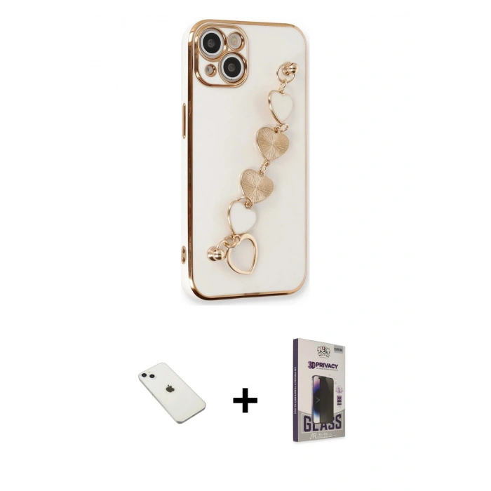 MARSİLYAN™- iPhone 14 Kılıf Nova Işık Prime - Siyah Bilvis Hayalet Cam Ekran Koruyucu + Diamond Kamera Lens - SABE