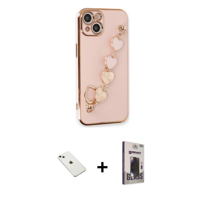 MARSİLYAN™- iPhone 14 Kılıf Nova Işık Prime - Siyah Bilvis Hayalet Cam Ekran Koruyucu + Diamond Kamera Lens - SABE