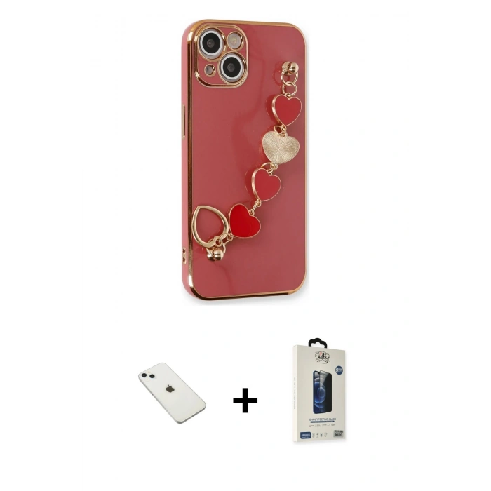 MARSİLYAN™- iPhone 14 Kılıf Nova Işık Prime - Siyah Bilvis Hayalet Cam Ekran Koruyucu + Sierra Blue Diamond Kamera Lens
