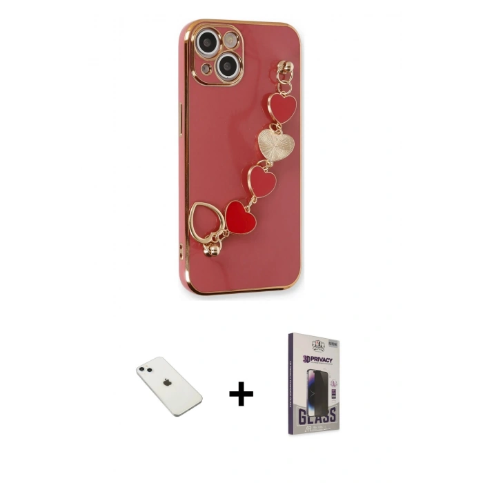 MARSİLYAN™- iPhone 14 Kılıf Nova Işık Prime - Siyah Bilvis Hayalet Cam Ekran Koruyucu + Diamond Kamera Lens - SABE