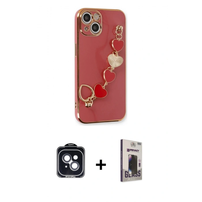 MARSİLYAN™- iPhone 14 Kılıf Nova Işık Prime - Siyah Bilvis Hayalet Cam Ekran Koruyucu + PVD Metal Kamera Lens - SH